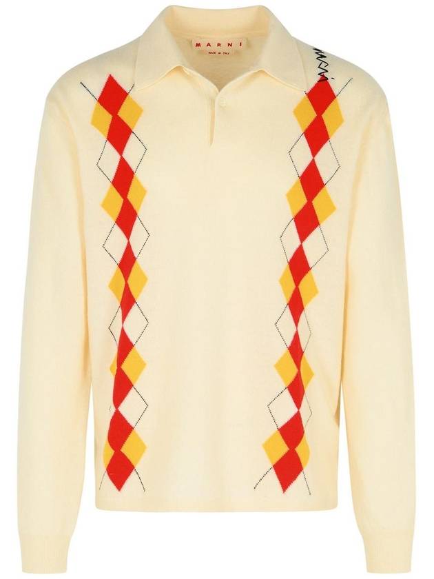 Marni Ivory Virgin Wool Polo Shirt - MARNI - BALAAN 1