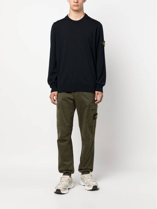 Regular Fit Crew Neck Wool Knit Top Navy - STONE ISLAND - BALAAN 3