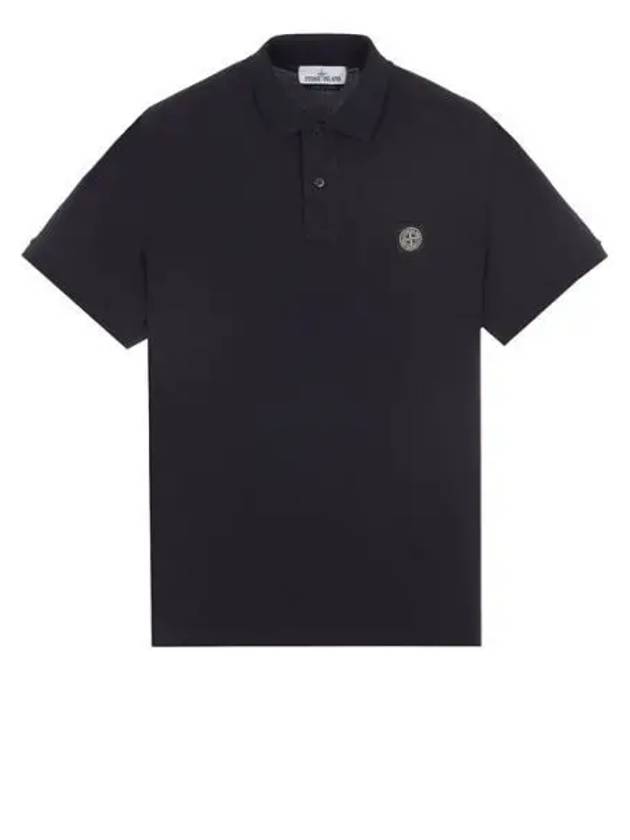 Pique Stretch Cotton Short Sleeve Polo Shirt Navy - STONE ISLAND - BALAAN 2