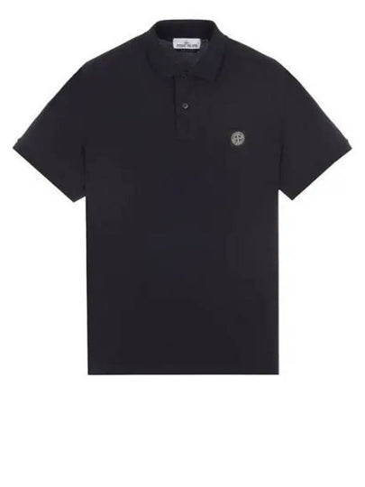 Pique Stretch Cotton Short Sleeve Polo Shirt Navy - STONE ISLAND - BALAAN 2