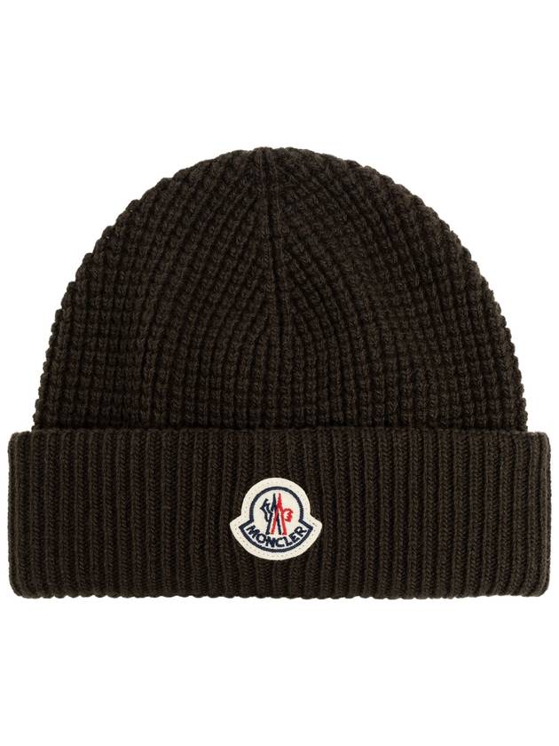 Moncler Wool Hat With Logo, Men's, Green - MONCLER - BALAAN 1