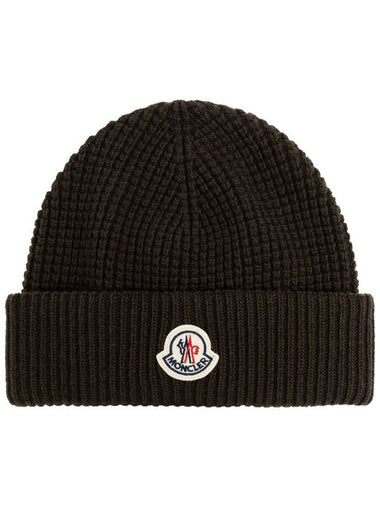 Moncler Wool Hat With Logo, Men's, Green - MONCLER - BALAAN 1