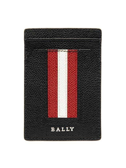 Men's Teddy Leather Card Wallet Black - BALLY - BALAAN.