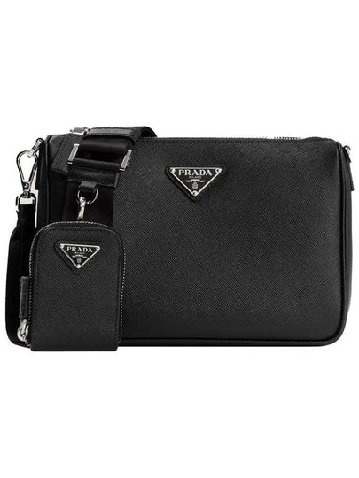 triangle logo leather shoulder bag black - PRADA - BALAAN 2