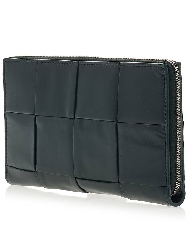 Intrecciato Zipper Leather Long Wallet Dark Green - BOTTEGA VENETA - BALAAN 3