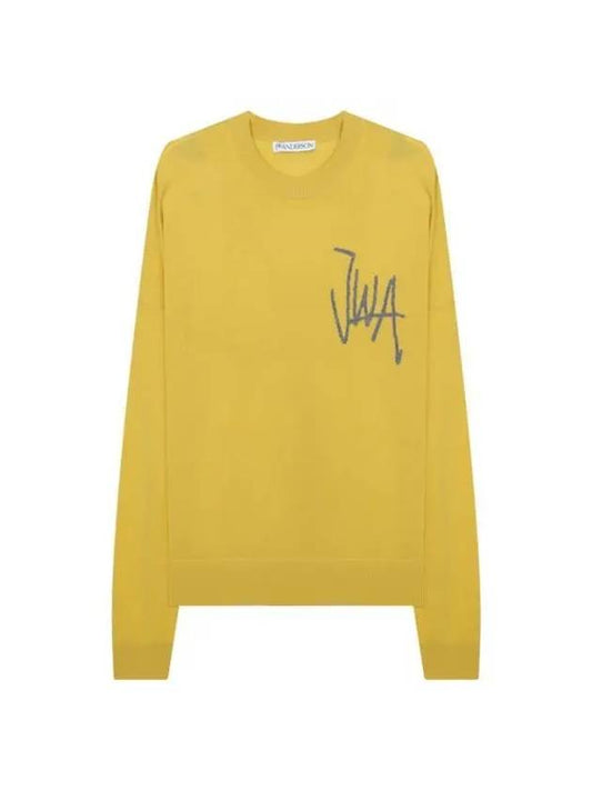 Logo Crew Neck Jumper Knit Top Yellow - JW ANDERSON - BALAAN 2