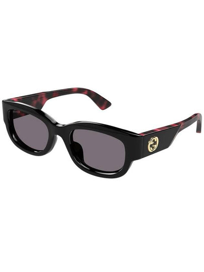 Eyewear Shiny Side Logo Oval Sunglasses Black Violet - GUCCI - BALAAN 2