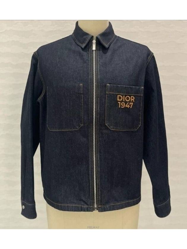 Homme Men Embroidered Logo Denim Jacket Navy - DIOR - BALAAN 3