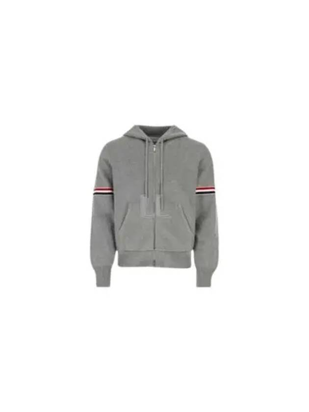 Cotton Milano Armband Zip Up Hoodie Light Grey - THOM BROWNE - BALAAN 2