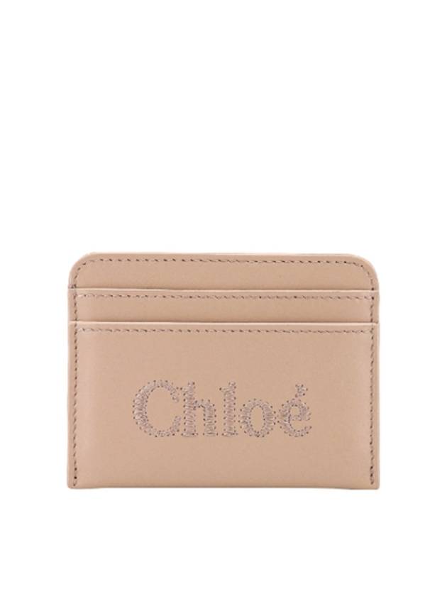 Sense Embroidered Logo Calfskin Card Wallet Beige - CHLOE - BALAAN 2