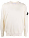 Wappen Patch Crew Neck Soft Cotton Knit Top Ivory - STONE ISLAND - BALAAN 3