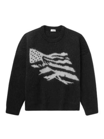 Flag Boxy Mohair Knit Top Black - CELINE - BALAAN 2