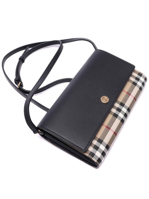 Detachable Strap Checked Leather Wallet Cross Bag Black - BURBERRY - BALAAN 6