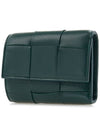 Cassette Tri-Fold Zipper Half Wallet Emerald Green - BOTTEGA VENETA - BALAAN 3