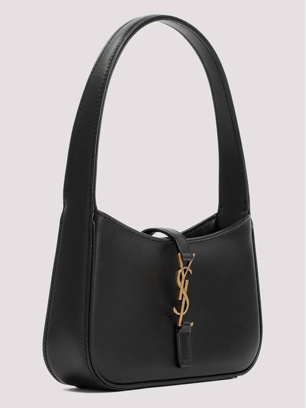 LE 5A 7 Small Smooth Leather Hobo Shoulder Bag Black - SAINT LAURENT - BALAAN 4