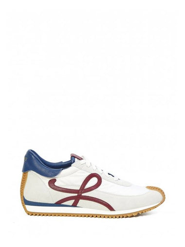 Flow Runner Nylon Suede Low Top Sneakers White Denim Raspberry - LOEWE - BALAAN 1