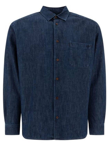 Malo Logo Denim Long Sleeve Shirt Blue - A.P.C. - BALAAN 1