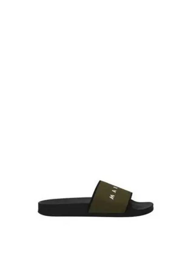 Logo Jacquard Rubber Slippers Military Green - MARNI - BALAAN 2