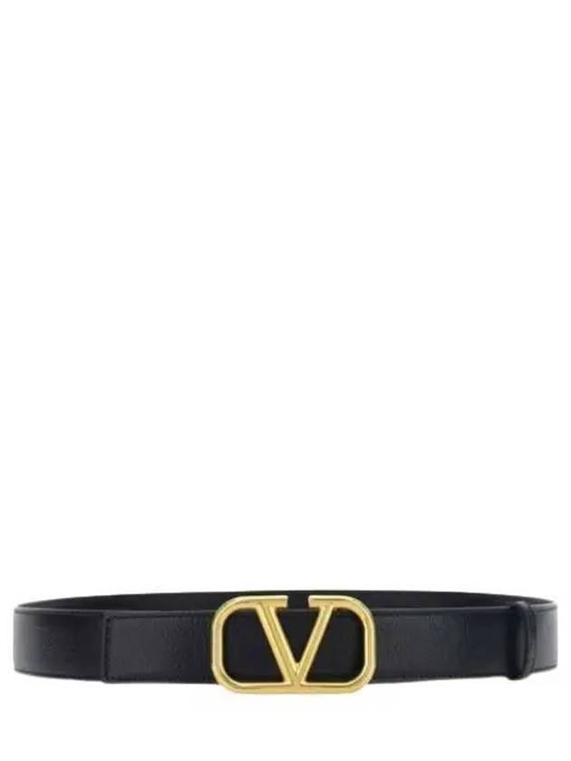 V Logo Leather Belt Black - VALENTINO - BALAAN 2