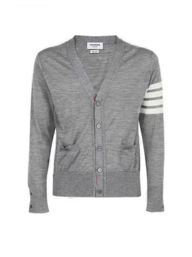 Men's Sustainable Classic Diagonal Wool Cardigan Pale Grey - THOM BROWNE - BALAAN 2