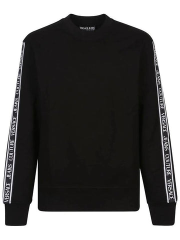 Logo Tape Crew Neck Sweatshirt Black - VERSACE - BALAAN 1