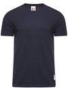 Men's Center Back Striped Short Sleeve T-Shirt Navy - THOM BROWNE - BALAAN 1