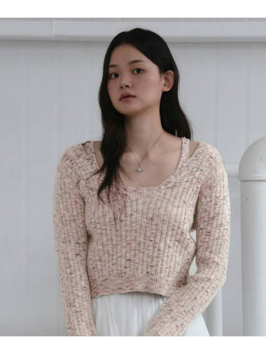 Nep Yarn Top Pullover Knit Set Pink - THE GREEN LAB - BALAAN 1