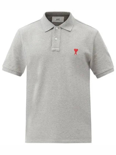 Small Heart Logo Polo Shirt Grey - AMI - BALAAN 2