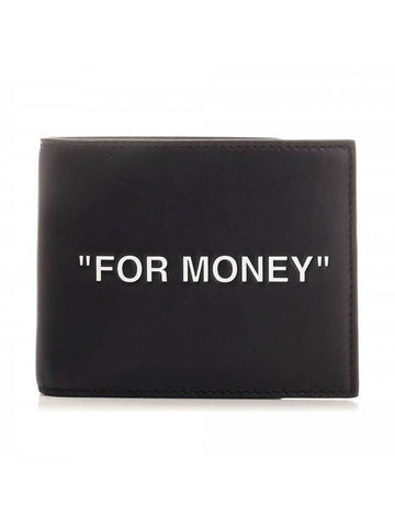 For Money Printing Bifold Half Wallet Black - OFF WHITE - BALAAN 1