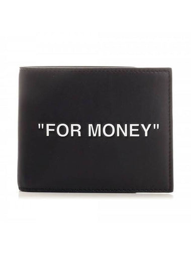 For Money Printing Bifold Half Wallet Black - OFF WHITE - BALAAN 1