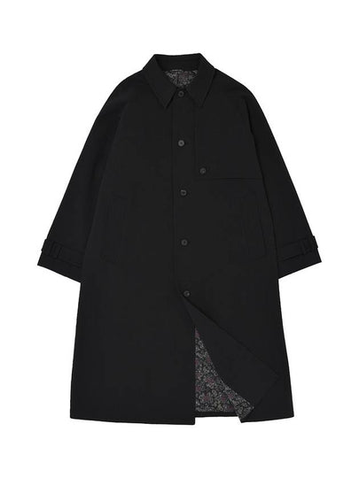 Earth Cotton Balmacaan Coat Black - A NOTHING - BALAAN 2