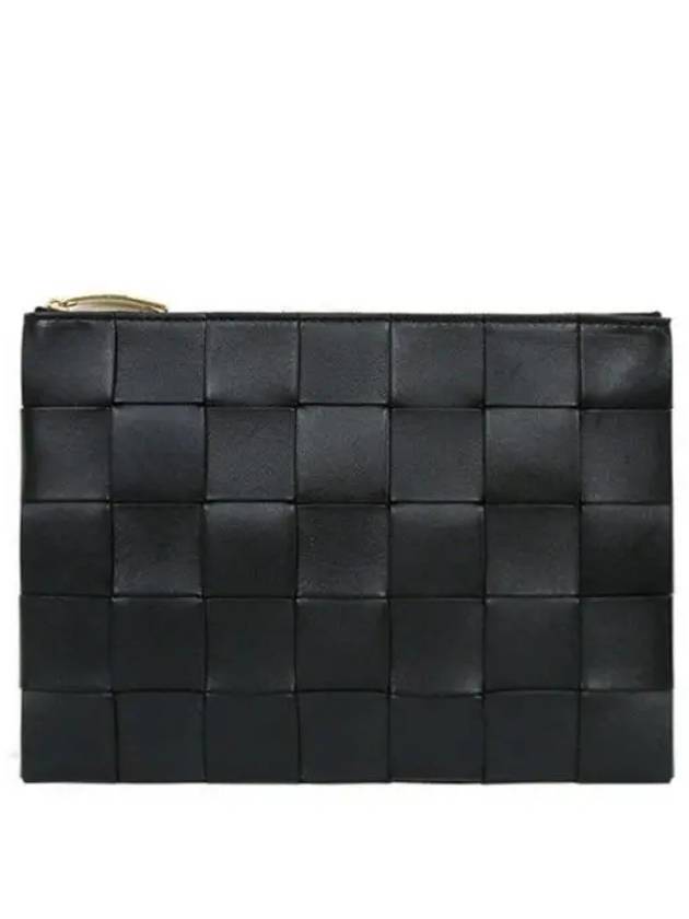 Cassette Intrecciato Medium Clutch Bag Black - BOTTEGA VENETA - BALAAN 2