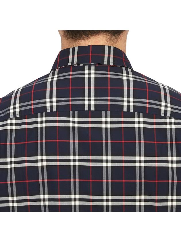 Small Scale Check Stretch Cotton Long Sleeve Shirt Navy - BURBERRY - BALAAN 10