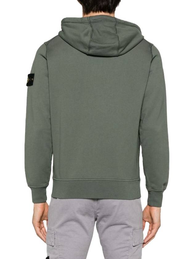 Logo Patch Cotton Fleece Hoodie Green - STONE ISLAND - BALAAN 4