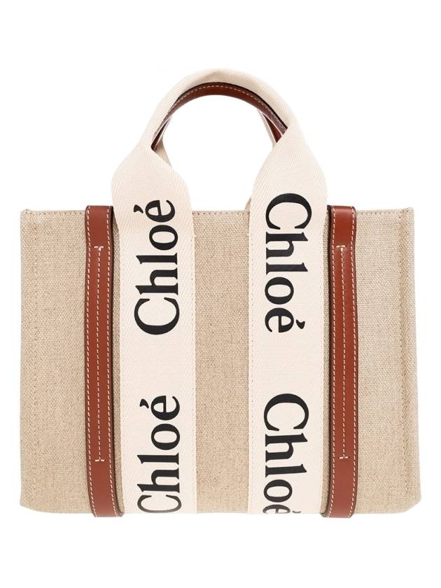 Woody Small Canvas Tote Bag White Brown Beige - CHLOE - BALAAN 6