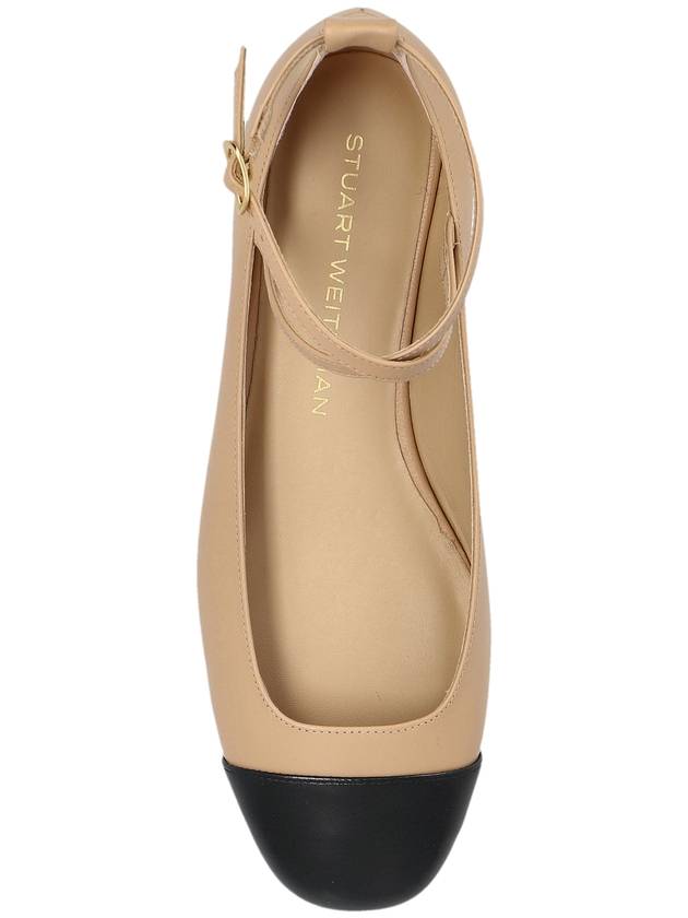 Stuart Weitzman Leather Ballet Flats Eden Strap, Women's, Beige - STUART WEITZMAN - BALAAN 6