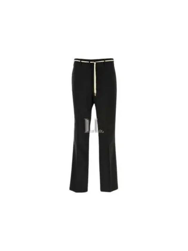 Pleated Detail Drawstring Wool Straight Pants black - MARNI - BALAAN 2