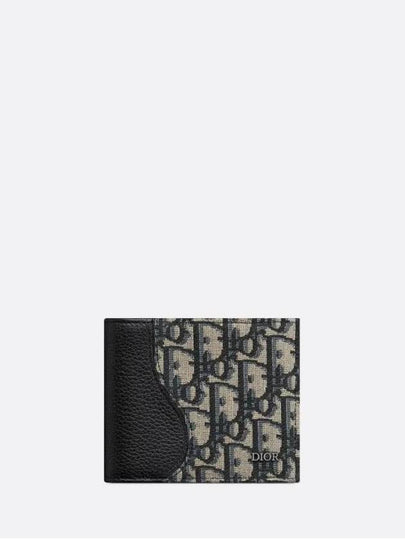 Saddle Oblique Jacquard Half Wallet Black Beige - DIOR - BALAAN 2