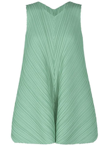 Mellow Pleats Tunic Sleeveless Seaweed Green - ISSEY MIYAKE - BALAAN 1