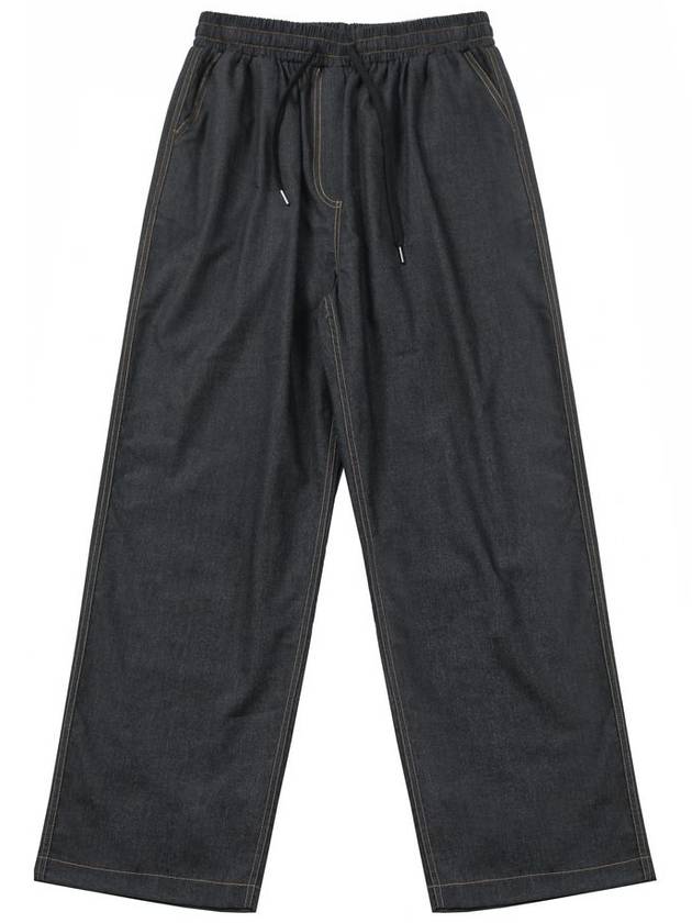 Black fake denim banding wide pants - ARCANE FUNK - BALAAN 3