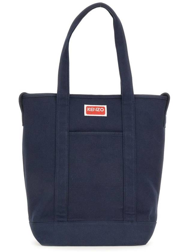 Boke Flower Cotton Tote Bag Navy - KENZO - BALAAN 5