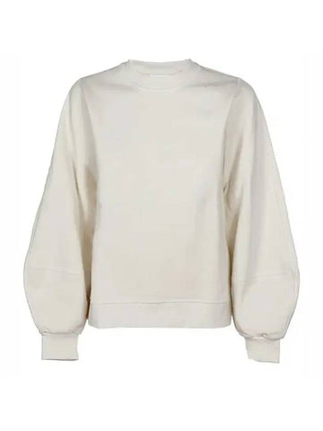 Women's Crew Neck Back Logo Sweatshirt Ivory - GANNI - BALAAN 1