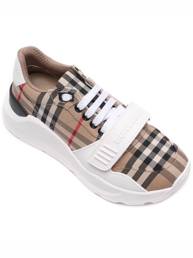 Vintage Check And Leather Sneakers White Archive Beige - BURBERRY - BALAAN 4