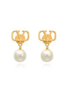 Valentino 5W2J0E36 UXM 0O3 J0E36 Garavani V logo pearl drop earrings - RED VALENTINO - BALAAN 2