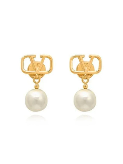 Valentino 3W2J0E36 UXM 0O3 J0E36 Garavani V logo pearl drop earrings - RED VALENTINO - BALAAN 2