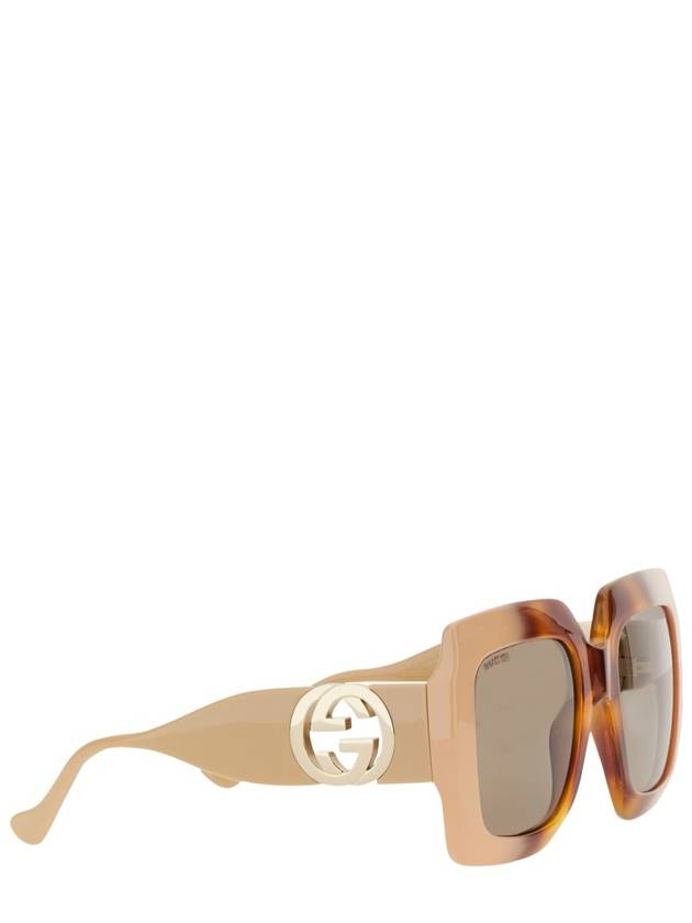 Eyewear Side Gold Square Beige Sunglasses Black - GUCCI - BALAAN 4