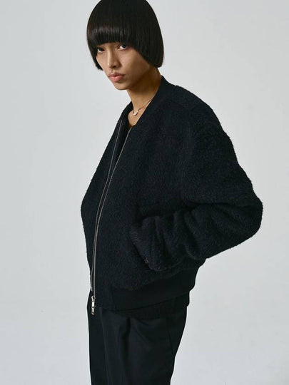 Pencey Alpaca Crop Zip-Up Jacket Black - NOIRER - BALAAN 2