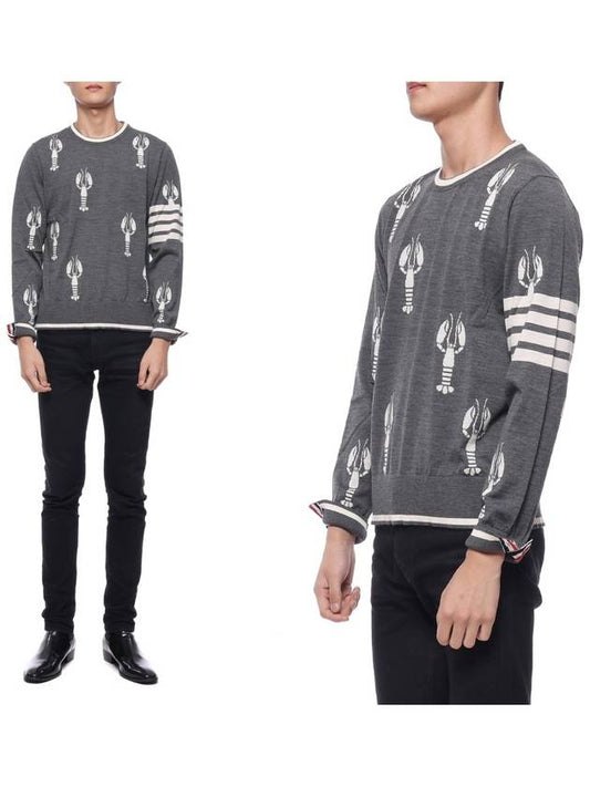 Lobster Merino Crew Neck Knit Top Grey - THOM BROWNE - BALAAN 2