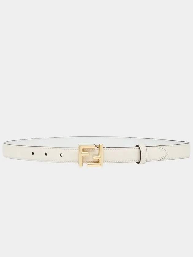 Gold-Plated FF Buckle Leather Belt White - FENDI - BALAAN.