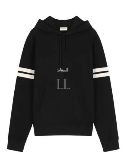 Embroidered Logo Hoodie Black - SAINT LAURENT - BALAAN 2